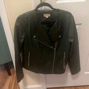 Loft size 12 olive green pleather jacket